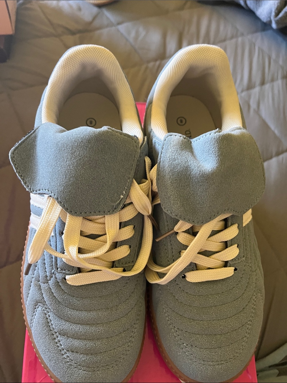 Women’s Light blue Suede Sneakers with Cream Laces